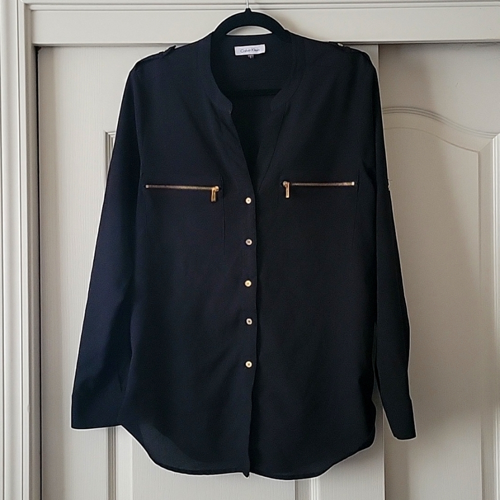 Black Calvin Klien button down with gold hardware